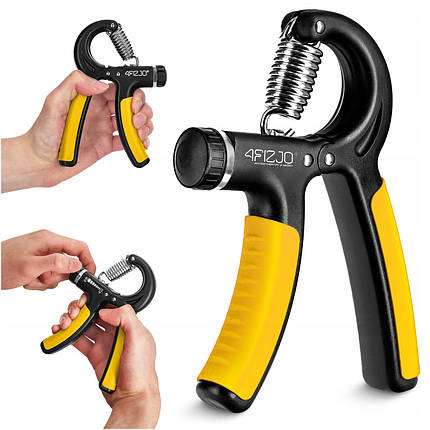Еспандер кистьовий пружинний з регульованим навантаженням 4FIZJO 10-40 кг 4FJ0160 Black/Yellow Poland, фото 1