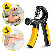 Еспандер кистьовий пружинний з регульованим навантаженням 4FIZJO 10-40 кг 4FJ0160 Black/Yellow Poland, фото 5