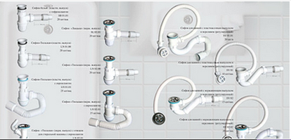 Сифони для кухні, умивальника, ванни та інших систем зливу AniPlast Литва