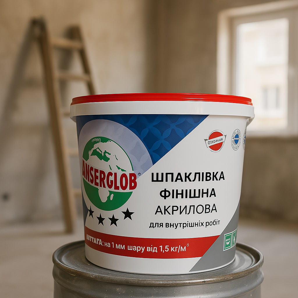 Шпаклівка фінішна акрилова для внутрішніх робіт ANSERGLOB 17кг, фото 1