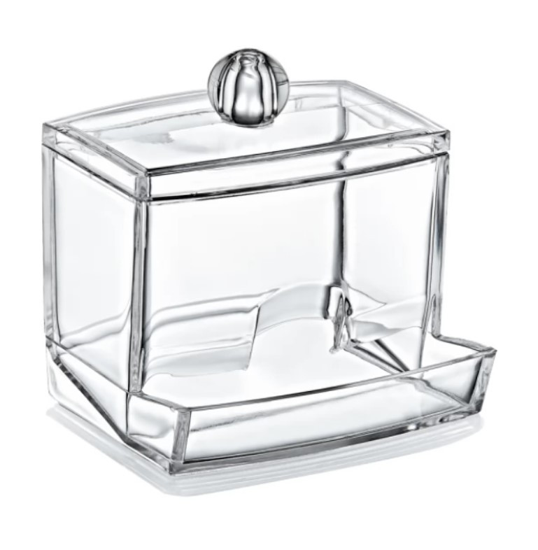 Контейнер органайзер для ватних паличок з нішою відкритою колір прозорий 1 шт, фото 1