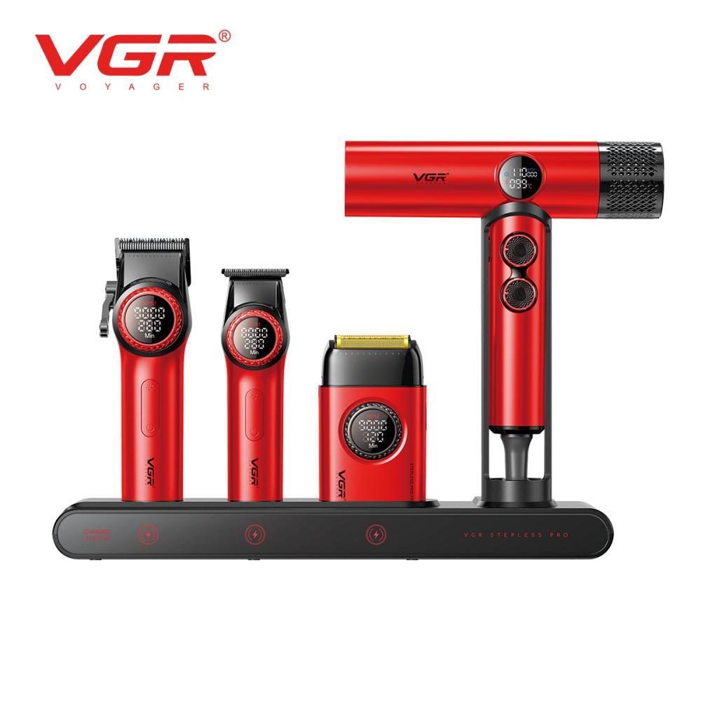 Комплект VGR STEPLERSS RPO 4 IN 1 RED, машинка для стриження (Clipper), тример, електробритва, фен, фото 1