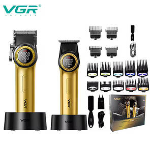Комплект VGR 2 в 1 V-001&V-977 GOLD, акумуляторна машинка для стриження (clipper) і тример