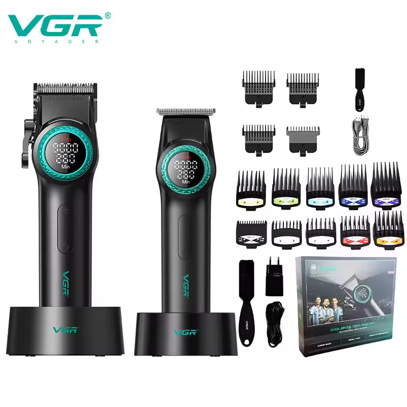 Комплект VGR 2 в 1 V-001&V-977 BLACK, акумуляторна машинка для стриження (clipper) і тример, фото 1