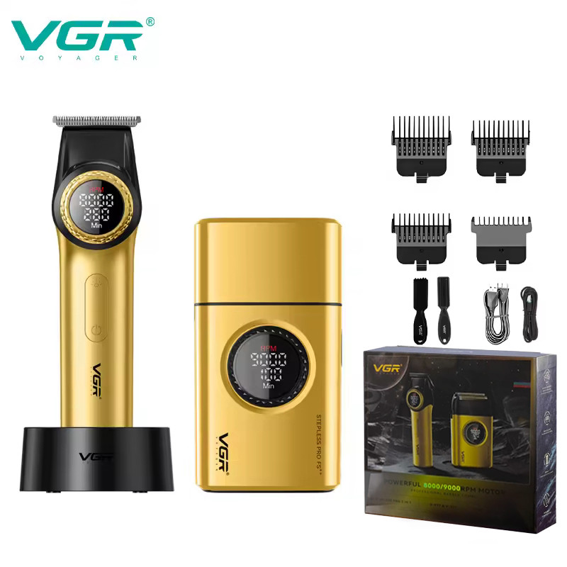 Комплект VGR 2 в 1 V-977&V-377 GOLD, тример і шейвер, фото 1