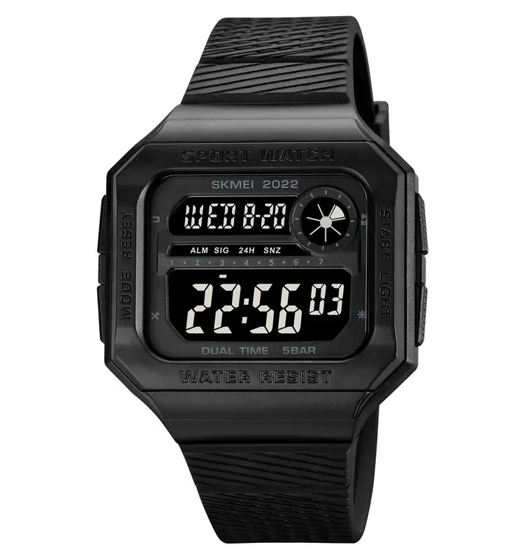 Годинник чоловічий спортивний наручний Skmei 2022 (Чорний з чорним циферблатом), фото 1