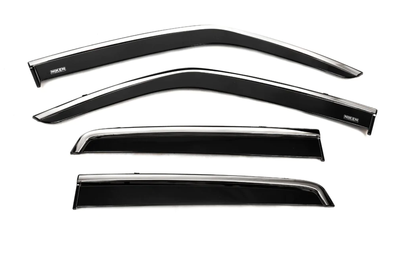 Дефлектори вікон (з хром молдингом) Nissan Juke 2010-2019 4шт Niken 047ns0210201, фото 1