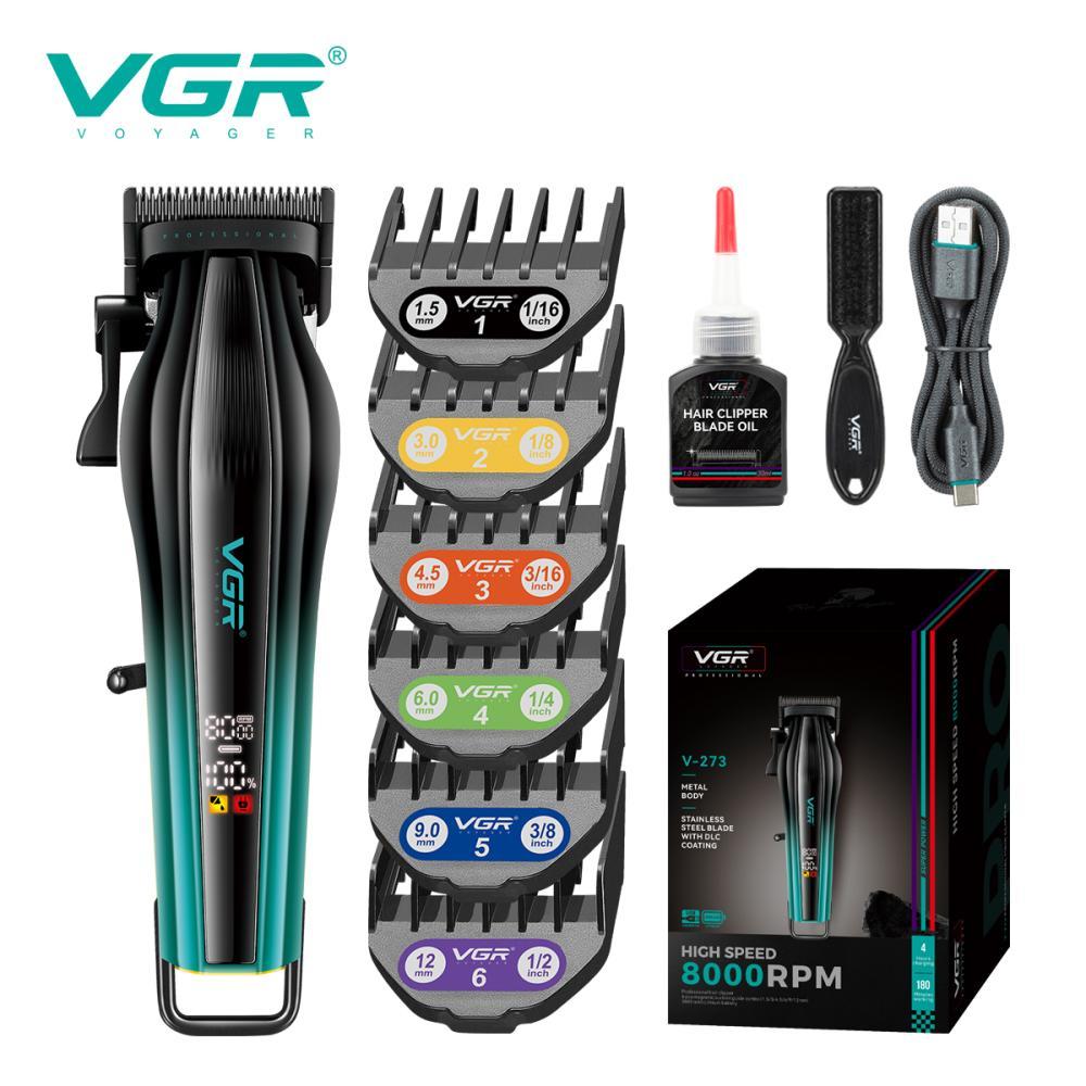 Акумуляторна машинка для стриження (clipper) VGR V-273 GREEN, 6 насадок, 8000 RPM, 3000 mAh, LED display, фото 1