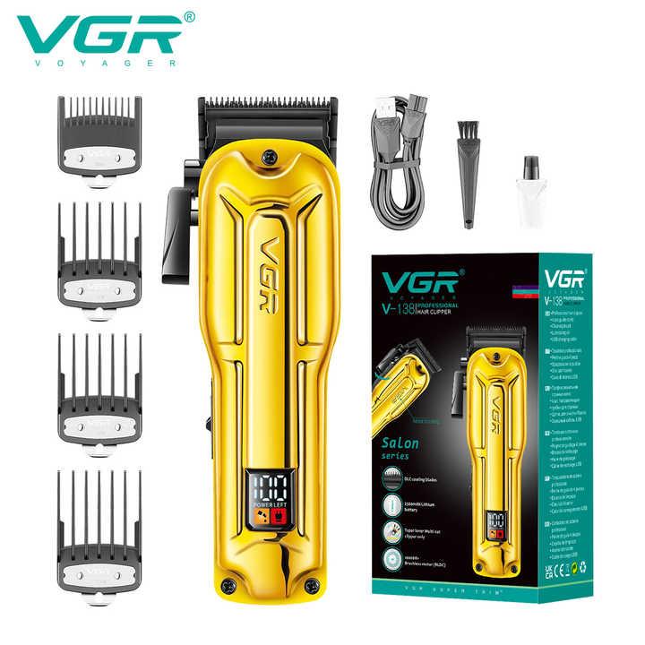 Акумуляторна машинка для стриження (clipper) VGR V-138 GOLD, 4 насадки, 7000 RPM, 2500 mAh, LED display, фото 1