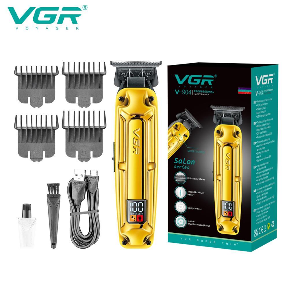 Акумуляторна машинка для стриження (clipper) VGR V-904 GOLD, 4 насадки, 2000 mAh, LED display, фото 1