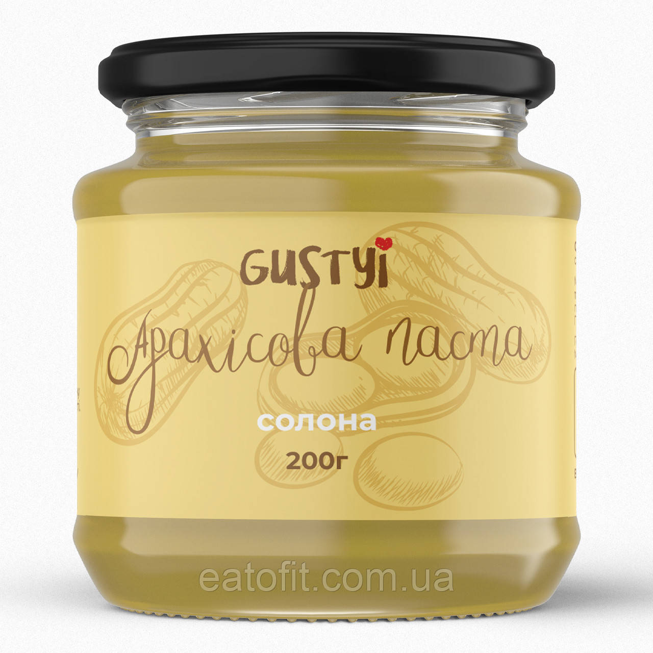 Арахісова паста, з морською сіллю, ТМ Gustyi, 200г, фото 1
