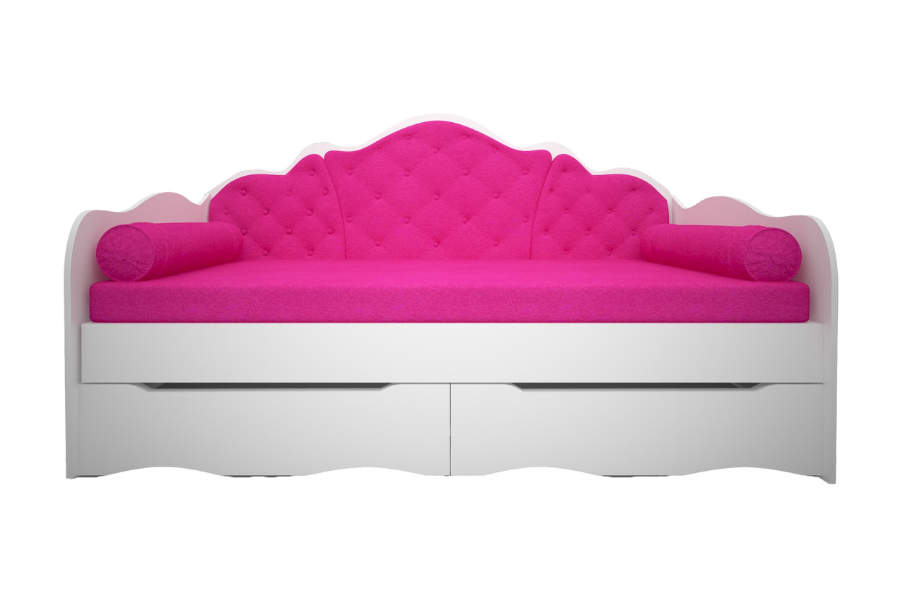 Ліжко-топчан дитяче односпальне з м'якою спинкою Л-6 (2.0х0.9/2.0х0.8) з ламелями та подушками (1кат), фото 1