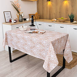 Скатертина бавовняна "Вензель" (бежевий) 1.1м х 1.5м