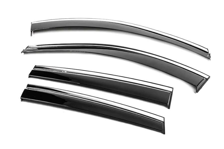 Дефлектори вікон (з хром молдингом) Nissan Ariya 2021- 4шт Niken bnsar1123ws, фото 1