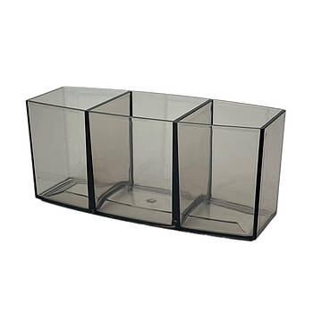 Контейнер прозорий потрійний для пензликів та іншого колір чорний 1 шт