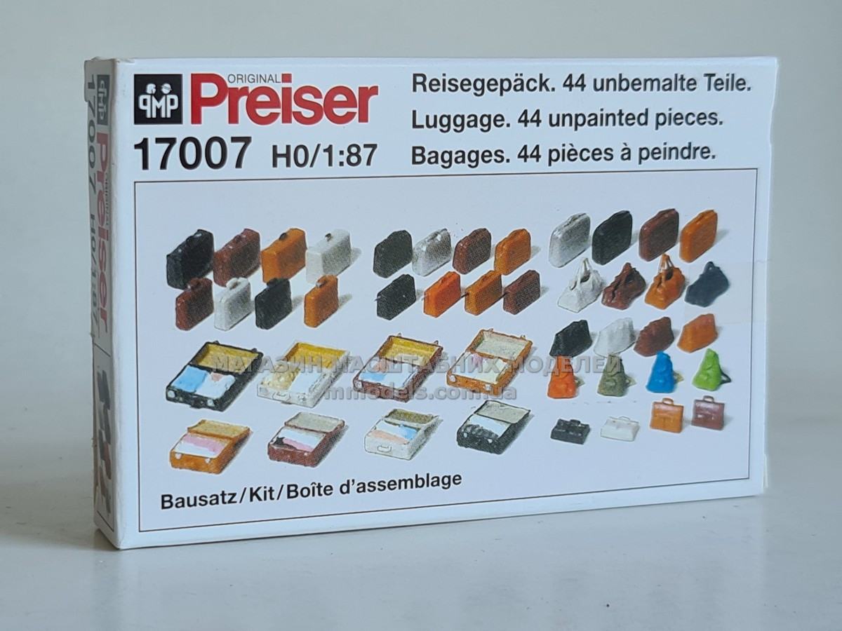 Preiser 17007 Набір валіз, сумок, 44 штук, масштаб 1:87, фото 1
