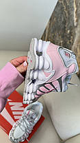 Жіночі кросівки Nike Shox Pink White Найк Шокс рожеві текстиль весна літо для дівчат, фото 3