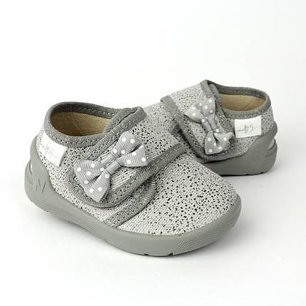 Текстильні мокасини капці для дівчинки з бантиком тм Waldi, фото 1