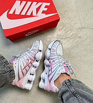 Жіночі кросівки Nike Shox Pink White Найк Шокс рожеві текстиль весна літо для дівчат, фото 4