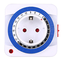 Таймер розетка механічний добовий (16А, 15 мін) GMT01A-GR