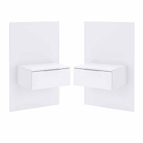 Тумба приліжкова навісна Бартон (комплект) в спальню,вітальню Миро Марк білий глянець