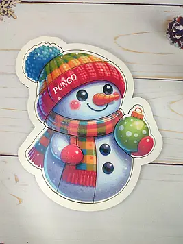Дерев'яний розвивальний контурний пазл "Сніговик" 19*15см