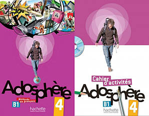 Комплект Adosphère 4 Livre de l'élève avec CD audio + Cahier d'activités avec CD-ROM (оригінал)