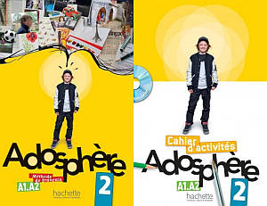Комплект Adosphère 2 Livre de l'élève avec CD audio + Cahier d'activités avec CD-ROM (оригінал)