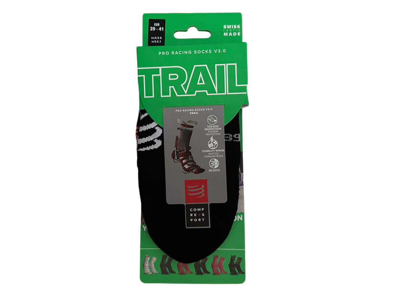 Шкарпетки Compressport Pro Racing Socks v3 Trail Black/Red T2, фото 1