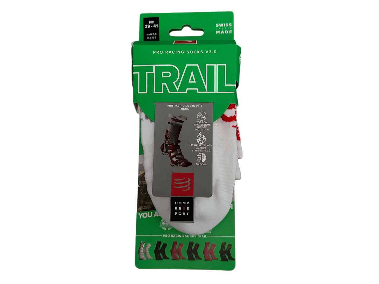 Шкарпетки Compressport Pro Racing Socks v3 Trail White/Red T2, фото 1