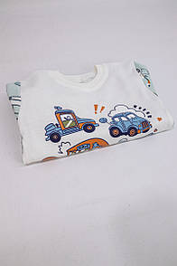 Дитяча піжама для хлопчика Машинки інтерлок-пеньє опт4шт. р.98-122, опт.блакитний