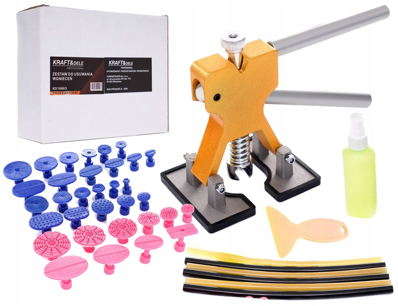 Магніт для витягування вм'ятин 33 адаптери Kraft&Dele KD10663 знімач для вм'ятин, фото 1