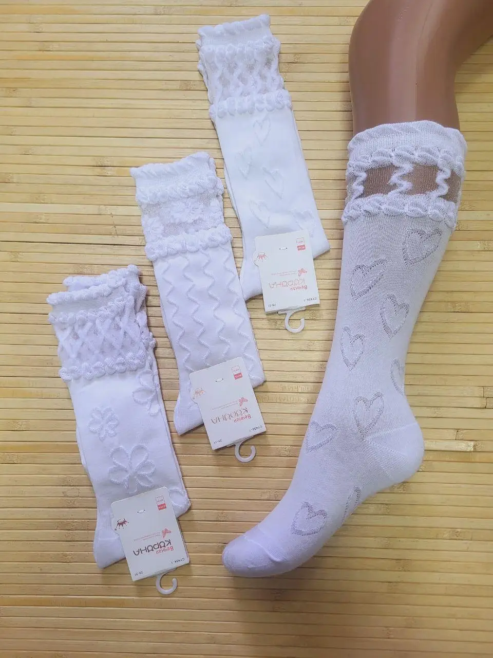 Білі гольфи для дівчаток "Корона", 32-34 р-р. Гольфи для дівчаток, дітячі ультрависокі шкарпетки, бавовна