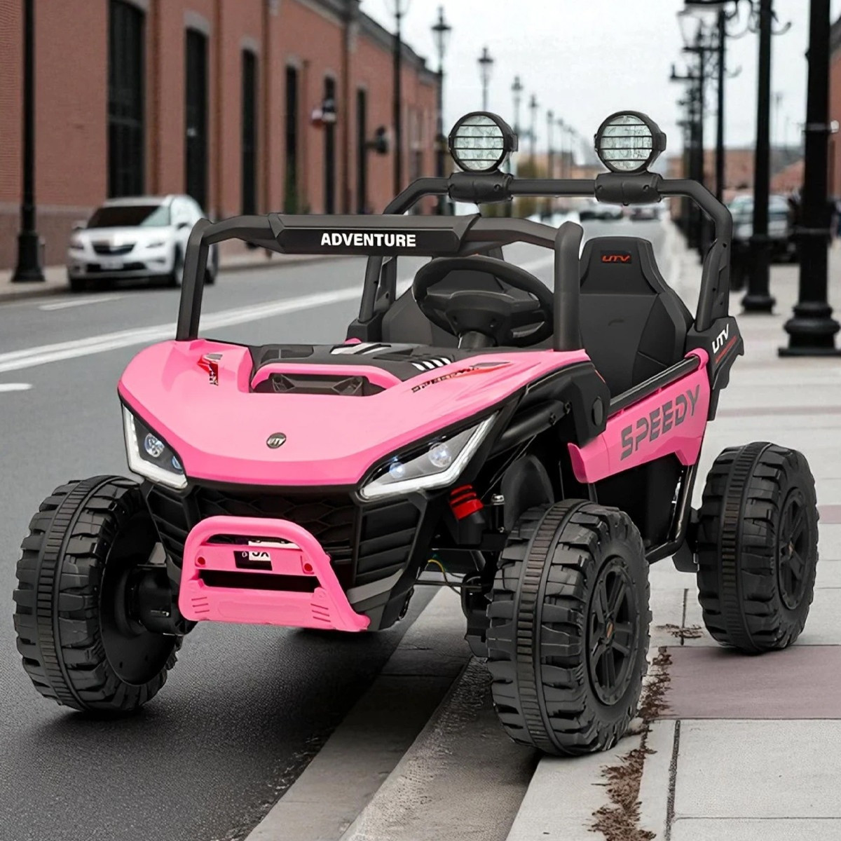 Дитячий електромобіль на акумуляторі двомісний Багі M 6205 з пультом р/у для дітей 3-8 років Рожевий, фото 1