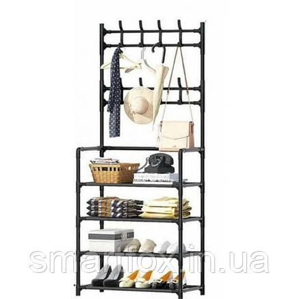 Вішалка simple floor clothes rack у передпокій з полицями (80x26.5x154), фото 1