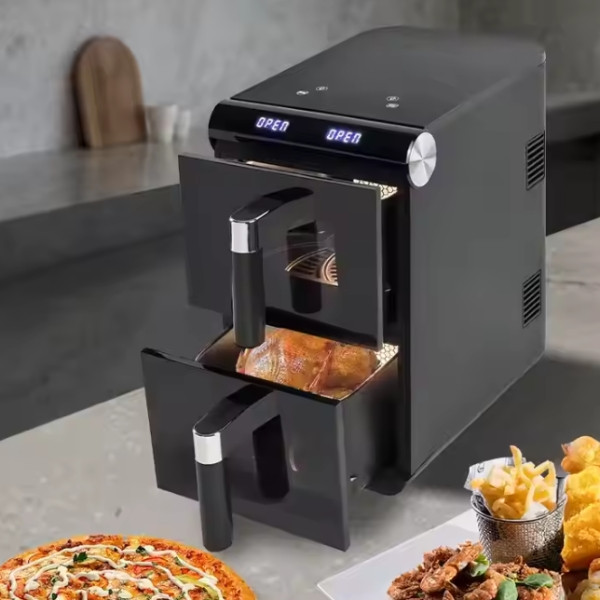 Аерофритюрка двокамерна 50°C–200°C 4200Вт 8л+8л Zepline ZP-212 Чорна, фото 1