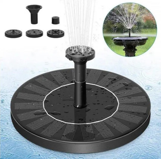 Фонтан на сонячній батареї 16см з насадками, фото 1