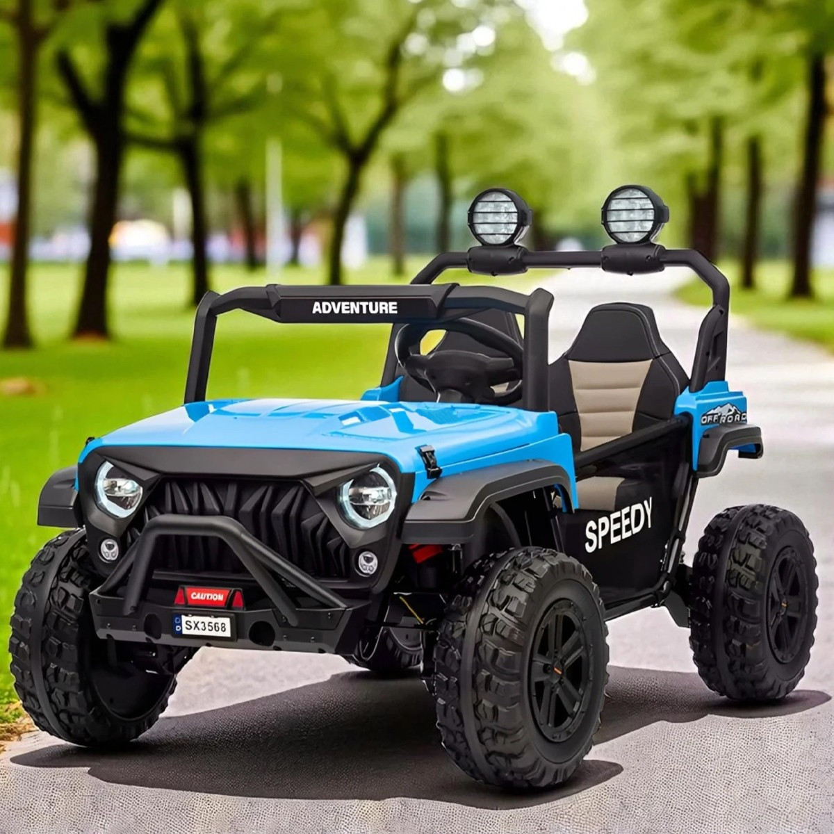 Дитячий електромобіль на акумуляторі двомісний Джип Jeep M 6206 з пультом р/у для дітей 3-8 років Синій, фото 1