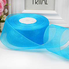 Стрічка з органзи, капронова, 4 см, бірюзова