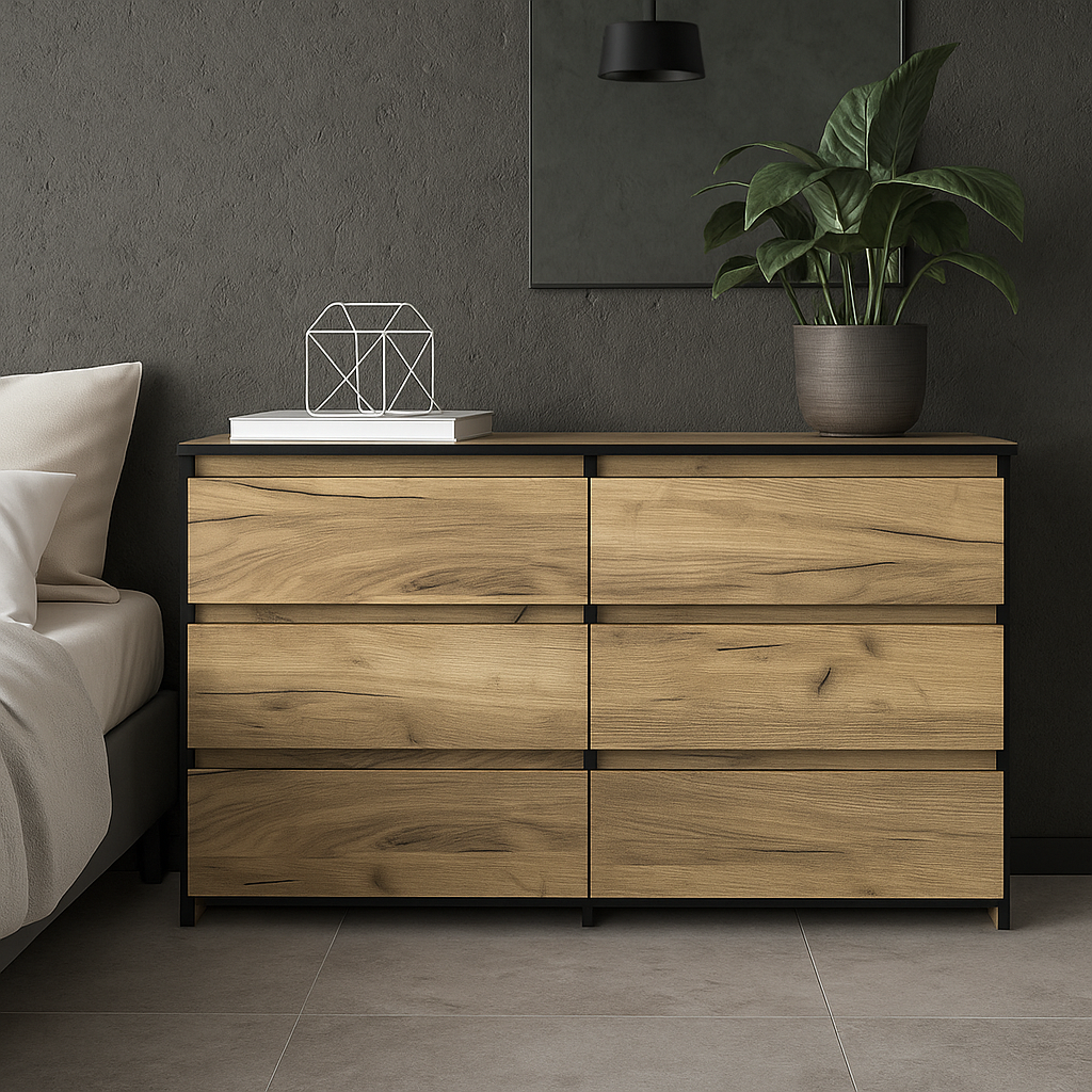 Стильний вузький низький комод на 6 шухляд 1 метр для речей білизни в спальню кімнату ЛДСП Бруклін Мебель Сервіс