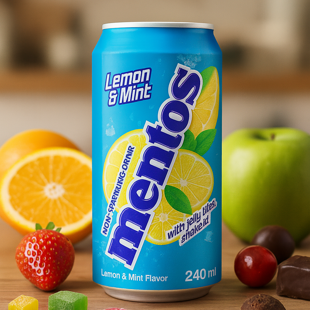 Напій безалкогольний Mentos Lemon and Mint з/б, 240 мл, фото 1