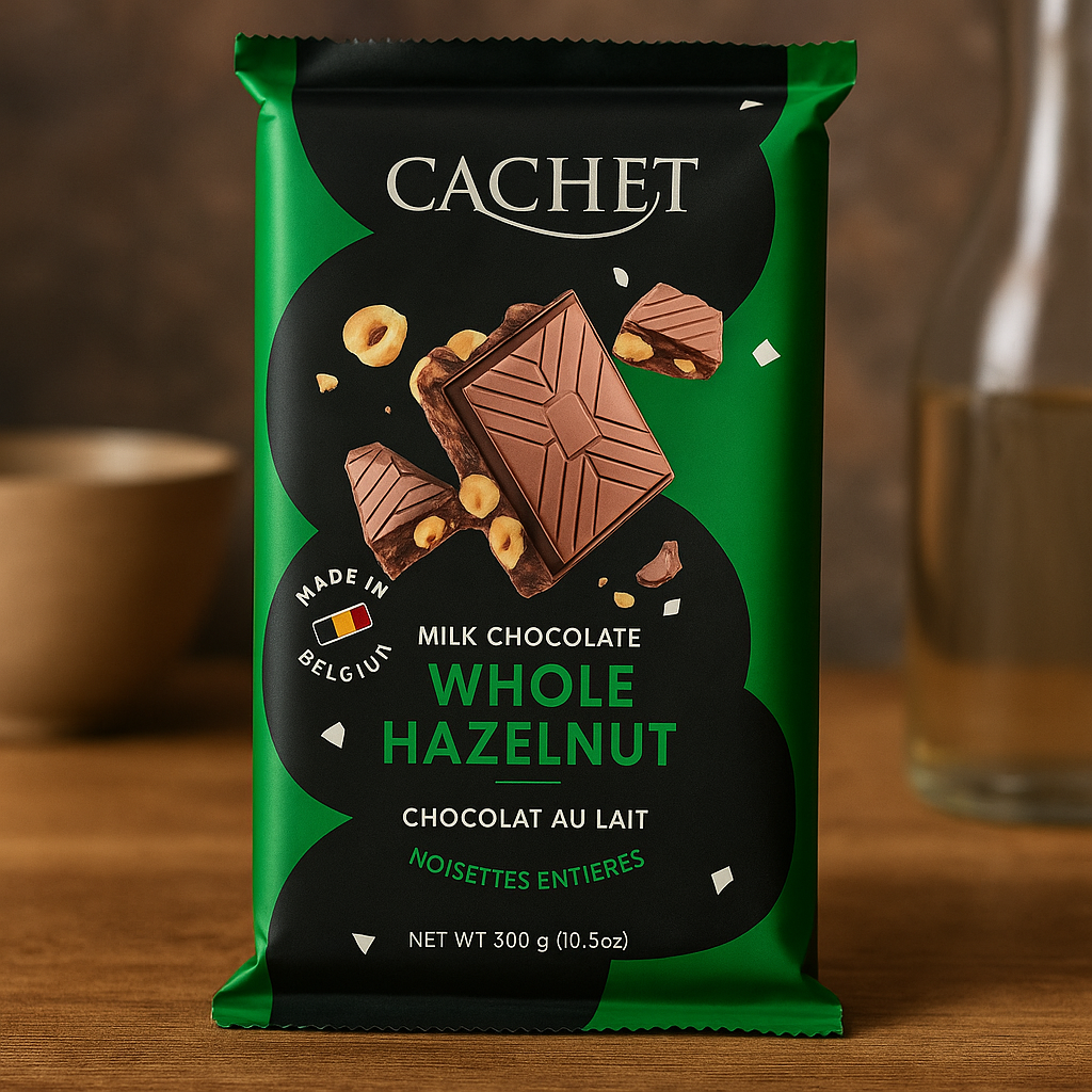 Шоколад молочний з лісовим горіхом🍫 Cachet "Chocolat au Lait Hazelnut" 300 гр. Бельгія, фото 1