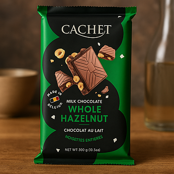 Шоколад молочний з лісовим горіхом🍫 Cachet "Chocolat au Lait Hazelnut" 300 гр. Бельгія