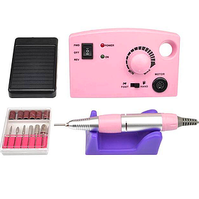 Фрезер DM-211 на 65 Вт. - 45000 об./хв. для манікюру та педикюру з педаллю та додатковими насадками Рожевий