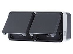 Розетка IP55 з з/к подвійна горизонтальна Сіра - Berker W.1 47843515