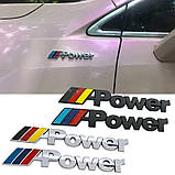 Емблема напис Power чорна+жовтий 138х23мм метал (на скотчі), фото 3