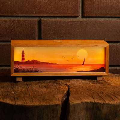 Нічник-панорама “Маяк”, лаковане дерево (LED, Акумулятор, USB Type-C)