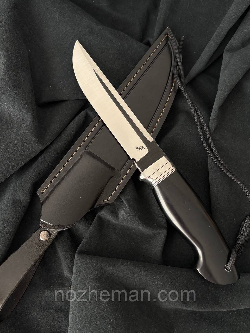 Ніж ручної роботи для полювання і риболовлі Лорд з нержавіючої сталі N690/60-61 HRC, плюс шкіряний чохол, фото 1