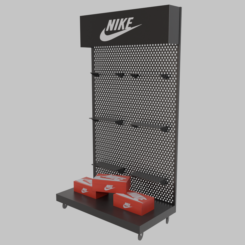 Стелаж для взуття Nike на колесах з перфорацією та полицею, фото 1