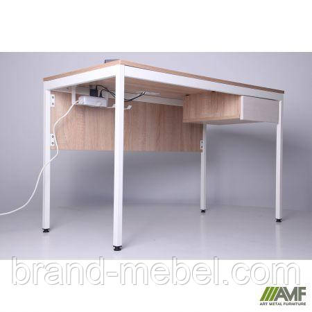 Стіл Осло з ящиком і кабель каналом (1187х600х750) білий беж, Дуб Сонома / Анжелік зі штрихкодом EAN, фото 1